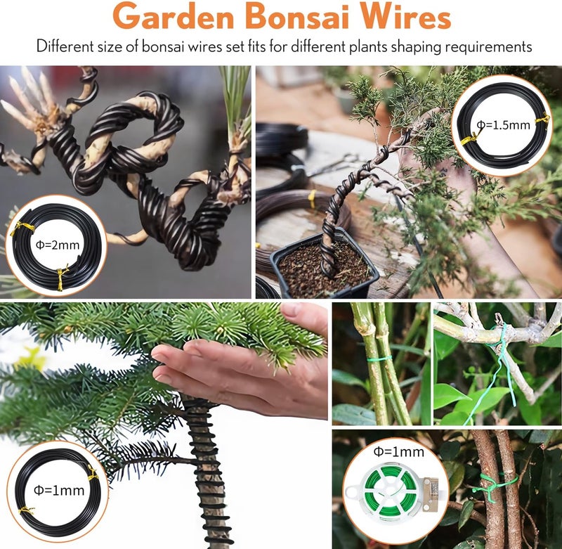Inntop Bonsai Tools Kit 20 Pcs Garden Tools Set for Starters, Gardening Gifts for Women Men Includes Bonsai Wire Kit, Plant Mat, Pruning Shears, Bonsai Scissors, Succulent Tools in Leather Storage Bag - Image 4